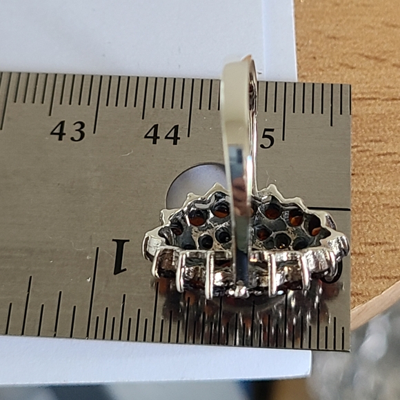 Vintage Boho Sterling Silver Red Garnet Marquis Flower Crystal Cluster Ring - Picture 12 of 13